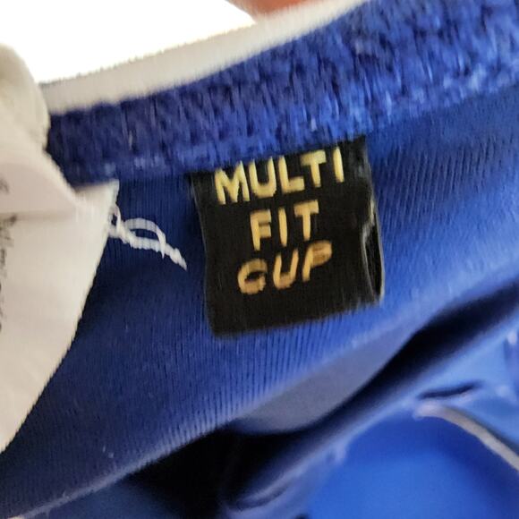 Niptuck One Piece Swim Suit Size 8 Blue White Striped Multi Fit Cup Ruched Waist - Picture 9 of 10